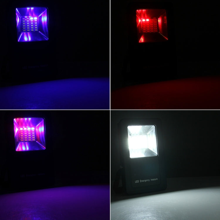 30W IP65 Waterproof USB Charging Floodlight, 24 LEDs SMD5730 2400LM 6000-6500K Red and Blue Light Flashing Warning Lights Portable with Holder - Floodlights by PMC Jewellery | Online Shopping South Africa | PMC Jewellery | Buy Now Pay Later Mobicred