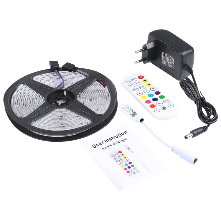 5m 150 LEDs SMD 5050 IP65 Waterproof Bluetooth RGB Light Strip with 24-keys Remote Control, EU Plug - free shipping - PMc TechLife - Order now!