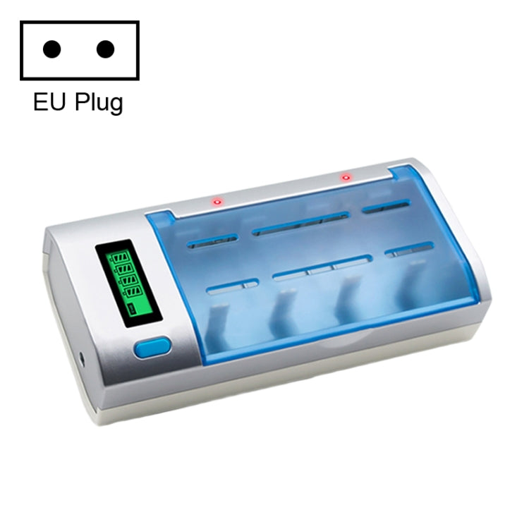 AC 100-240V 4 Slot Battery Charger for AA & AAA & C / D Size Battery, with LCD Display, EU Plug - Charger & Converter by PMC TechLife | Online Shopping South Africa | PMC TechLife