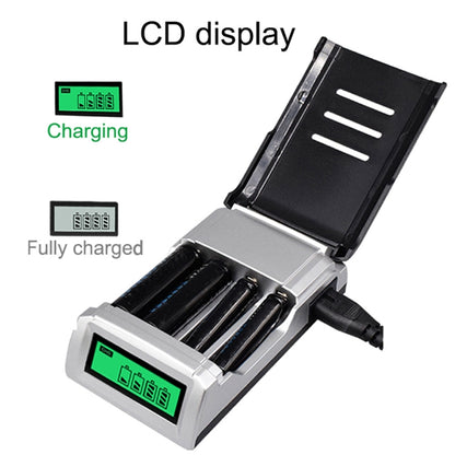 AC 100-240V 4 Slot Battery Charger for AA & AAA Battery, with LCD Display, EU Plug - Charger & Converter by PMC Jewellery | Online Shopping South Africa | PMC Jewellery | Buy Now Pay Later Mobicred