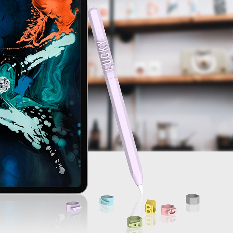 LOVE MEI For Apple Pencil 1 Number Letter Design Stylus Pen Silicone Protective Case Cover(Blue) - Pencil Accessories by LOVE MEI | Online Shopping South Africa | PMC Jewellery