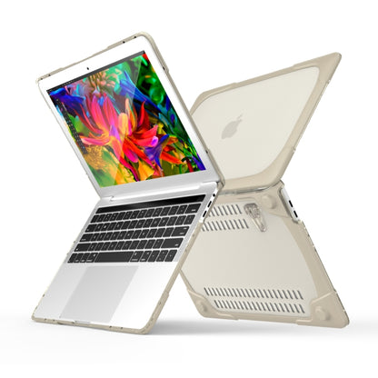 For Macbook Pro 13.3 inch (A1708) & with Touchbar (A1706) Laptop TPU + PC Folding Shockproof Protective Case with Holder(Khaki) - MacBook Pro Cases by PMC Jewellery | Online Shopping South Africa | PMC Jewellery | Buy Now Pay Later Mobicred