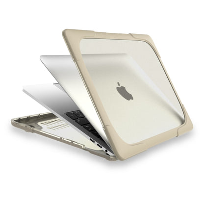 For Macbook Pro 13.3 inch (A1708) & with Touchbar (A1706) Laptop TPU + PC Folding Shockproof Protective Case with Holder(Khaki) - MacBook Pro Cases by PMC Jewellery | Online Shopping South Africa | PMC Jewellery | Buy Now Pay Later Mobicred