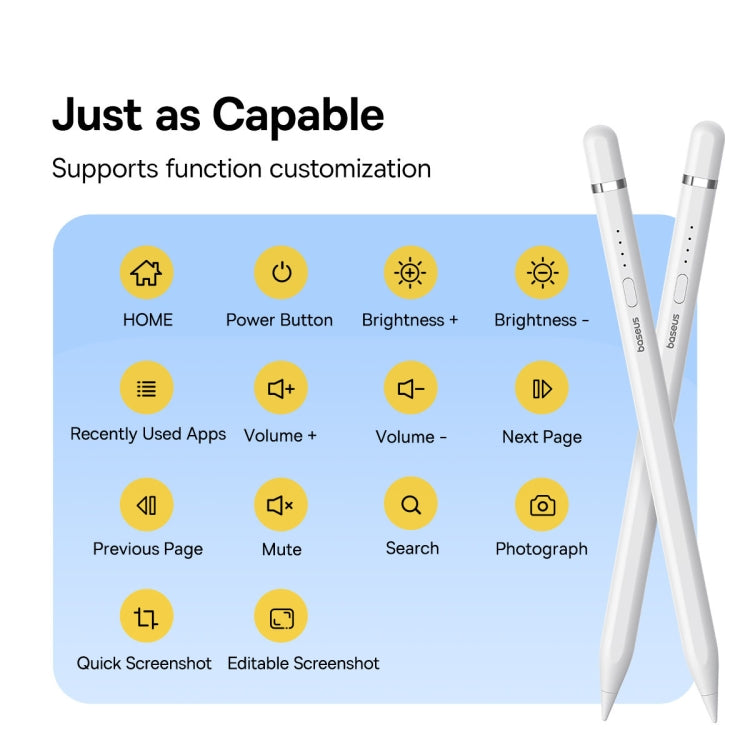 Baseus Smooth Writing 2 Series Direct Plug-in Capacitive Writing Stylus 8 Pin Active Version (White) - Stylus Pen by Baseus | Online Shopping South Africa | PMC Jewellery | Buy Now Pay Later Mobicred