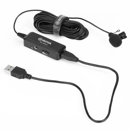 BOYA BY-DM10 USB / 8 Pin Plug Broadcast Lavalier Microphone with Windscreen, Cable Length: 6m(Black) - Camera Microphone by BOYA | Online Shopping South Africa | PMC Jewellery | Buy Now Pay Later Mobicred