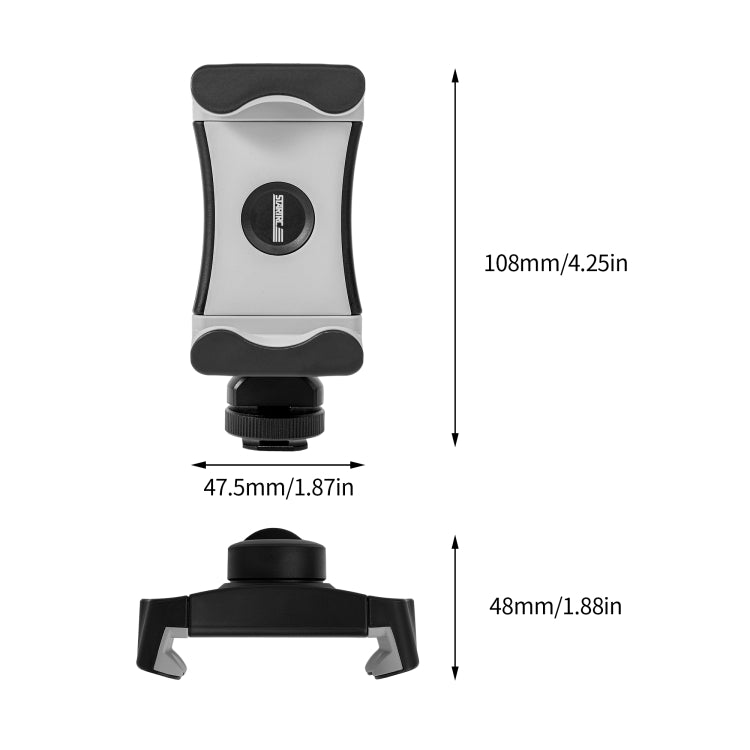 STARTRC 1/4 inch Tripod Stand Dual Cold Shoe Phone Clamp, 6cm - 9cm Width Smartphones(Black) - Stand by STARTRC | Online Shopping South Africa | PMC Jewellery | Buy Now Pay Later Mobicred