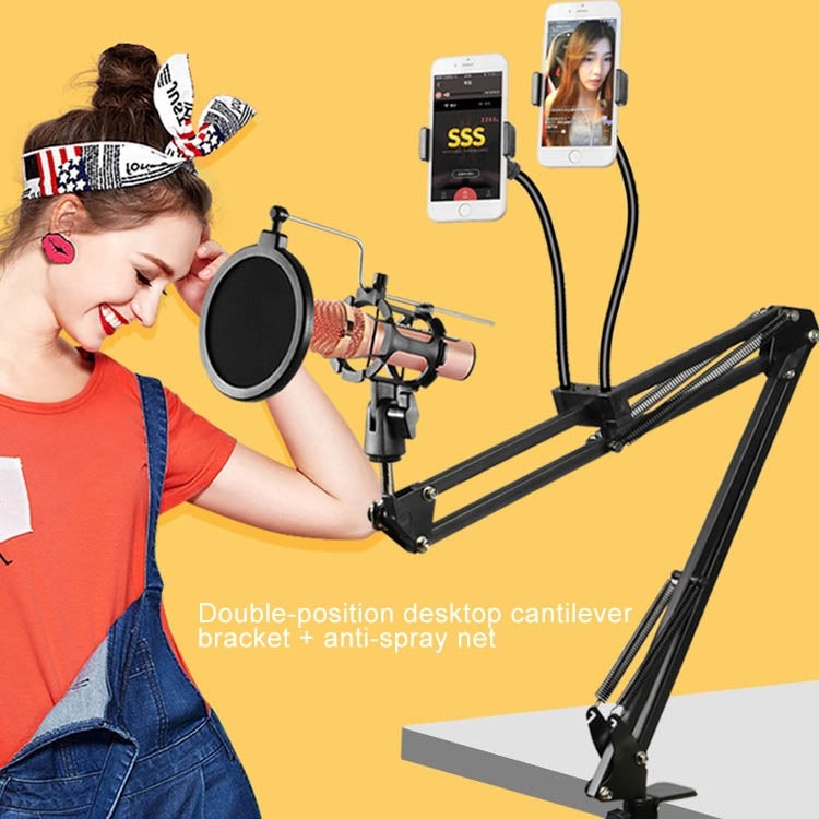 Dual Mobile Phone K Song Bracket 360 Degree Direction Cantilever Multifunctional Lazy Microphone Live Broadcast Bracket - Stand by PMC Jewellery | Online Shopping South Africa | PMC Jewellery | Buy Now Pay Later Mobicred