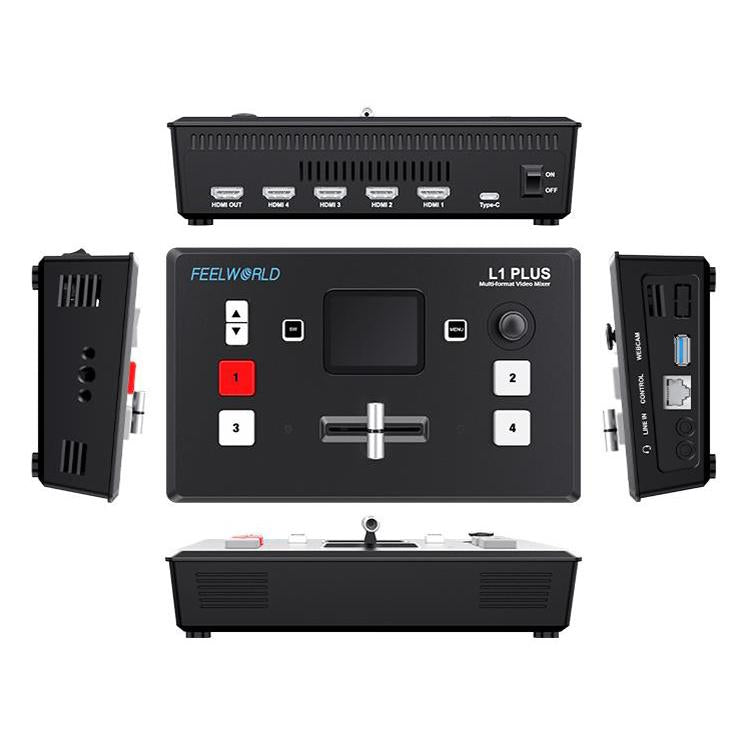 FEELWORLD L1 PLUS Multi-camera Video Mixer Switcher Touch Screen PTZ Control USB3.0 Fast Streaming Switcher (UK Plug) - Live Sound Effects Processors by FEELWORLD | Online Shopping South Africa | PMc TechLife | Buy Now Pay Later Mobicred