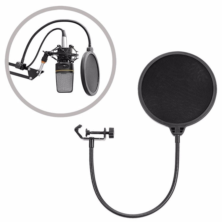 Double-layer Recording Microphone Studio Wind Screen Pop Filter Mask Shield with Clip Stabilizing Arm, For Studio Recording, Live Broadcast, Live Show, KTV, etc(Black) - Windshield by PMC Jewellery | Online Shopping South Africa | PMC Jewellery