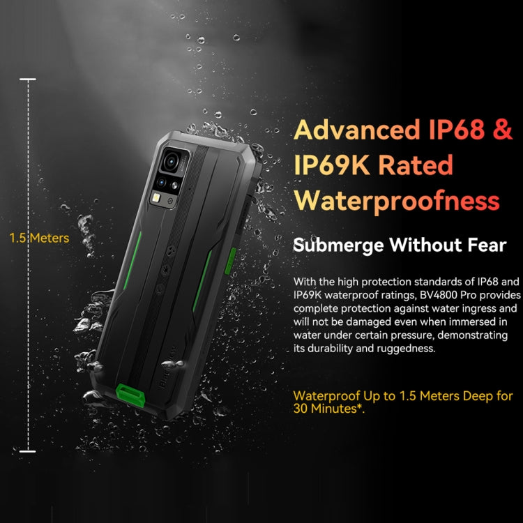 Blackview BV4800 Pro, 4GB+128GB, IP68/IP69K/MIL-STD-810H, 6.56 inch Android 14 Unisoc T606 Octa Core, Network: 4G, OTG (Green) - Blackview by Blackview | Online Shopping South Africa | PMC Jewellery | Buy Now Pay Later Mobicred