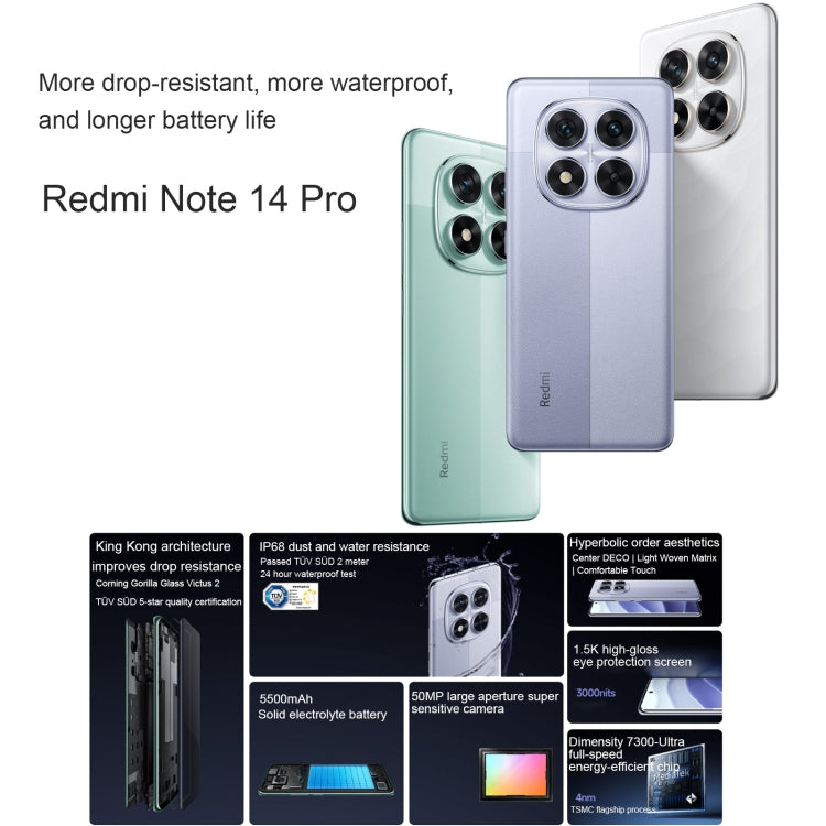 Xiaomi Redmi Note 14 Pro, 8GB+128GB, 6.67 inch Xiaomi HyperOS Mediatek Dimensity 7300-Ultra Octa Core, NFC, Network: 5G (White) - Xiaomi Redmi by Xiaomi | Online Shopping South Africa | PMC Jewellery | Buy Now Pay Later Mobicred