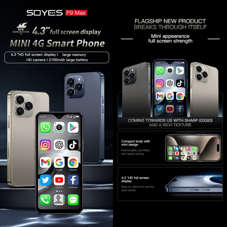 SOYES F9 Max, 4GB+64GB, 4.3 inch Android 12 MTK6762 Octa Core, Network: 4G, OTG, Dual SIM  (Dark Blue) - SOYES by SOYES | Online Shopping South Africa | PMC Jewellery | Buy Now Pay Later Mobicred