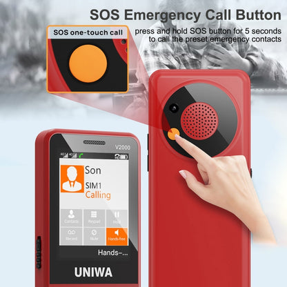 UNIWA V2000 Elder Keypad Phone, 2.4 inch Unisoc T107, 1700mAh Battery, LED Flashlight, SOS, Network: 4G, UK Plug (Blue) - UNIWA by UNIWA | Online Shopping South Africa | PMC Jewellery | Buy Now Pay Later Mobicred