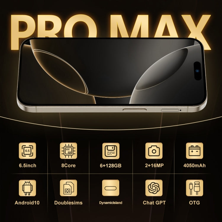 i16 Pro Max / Q5A, 6GB+128GB, 6.5 inch Screen, Face Identification, Android 10 MTK6762 Octa Core, OTG, NFC, Network: 4G, Dual SIM, AU Plug (Gold) -  by PMC Jewellery | Online Shopping South Africa | PMC Jewellery | Buy Now Pay Later Mobicred