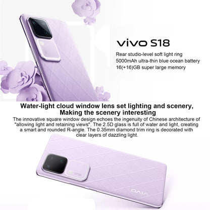 vivo S18, Dual Back Cameras, 12GB+256GB, Face ID Screen Fingerprint Identification, 6.78 inch Android 14.0 OriginOS 4 Snapdragon 7 Gen 3 Octa Core 2.63GHz, OTG, NFC, Network: 5G, Support Google Play (Purple) - vivo by vivo | Online Shopping South Africa | PMC Jewellery | Buy Now Pay Later Mobicred