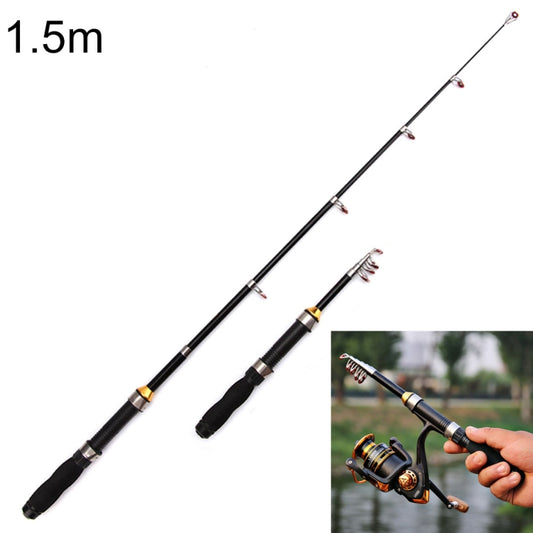 32cm Portable Telescopic Sea Fishing Rod Mini Fishing Pole, Extended Length : 1.5m, Black Tube-type Reel Seat - Fishing Rods & Accessories by PMC Jewellery | Online Shopping South Africa | PMC Jewellery | Buy Now Pay Later Mobicred