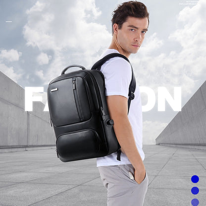 Bopai 851-024011 Top-grain Leather Business Breathable Anti-theft Man Backpack, Size: 28x18x42cm(Black) - Backpack by Bopai | Online Shopping South Africa | PMC Jewellery | Buy Now Pay Later Mobicred