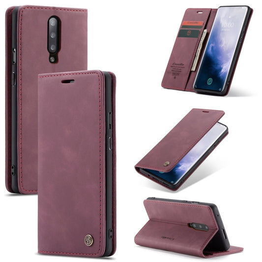 CaseMe-013 Multifunctional Retro Frosted Horizontal Flip Leather Case for OnePlus 7 Pro, with Card Slot & Holder & Zipper Wallet & Photo Frame(Wine Red) - OnePlus Cases by CaseMe | Online Shopping South Africa | PMC Jewellery | Buy Now Pay Later Mobicred