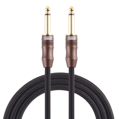 EMK 6.35mm Male to Male 3 Section Gold-plated Plug Cotton Braided Audio Cable for Guitar Amplifier Mixer, Length: 1.5m(Black) - Microphone Audio Cable & Connector by EMK | Online Shopping South Africa | PMC Jewellery | Buy Now Pay Later Mobicred