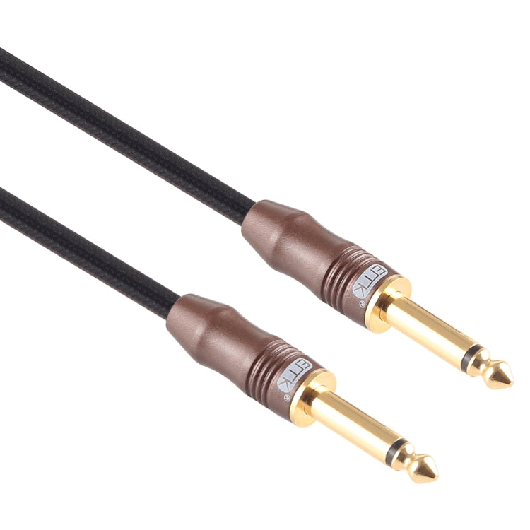 EMK 6.35mm Male to Male 3 Section Gold-plated Plug Cotton Braided Audio Cable for Guitar Amplifier Mixer, Length: 1.5m(Black) - Microphone Audio Cable & Connector by EMK | Online Shopping South Africa | PMC Jewellery | Buy Now Pay Later Mobicred