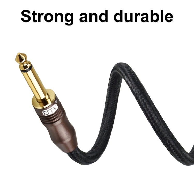 EMK 6.35mm Male to Male 3 Section Gold-plated Plug Cotton Braided Audio Cable for Guitar Amplifier Mixer, Length: 1.5m(Black) - Microphone Audio Cable & Connector by EMK | Online Shopping South Africa | PMC Jewellery | Buy Now Pay Later Mobicred