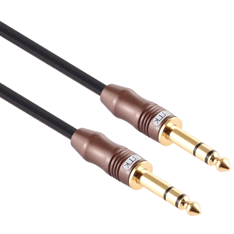 EMK 6.35mm Male to Male 4 Section Gold-plated Plug Cotton Braided Audio Cable for Guitar Amplifier Mixer, Length: 2m(Black) - Microphone Audio Cable & Connector by EMK | Online Shopping South Africa | PMC Jewellery | Buy Now Pay Later Mobicred