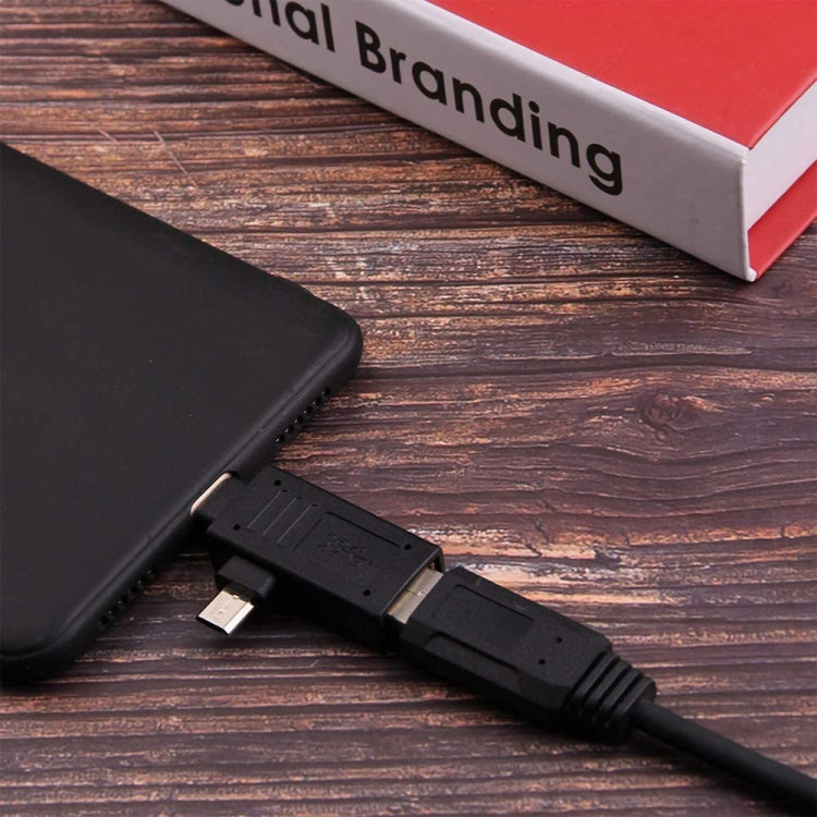 USB-C / Type-C Male + Micro USB Male to USB 2.0 Female Adapter(Black) - USB Adapter by PMC Jewellery | Online Shopping South Africa | PMC Jewellery