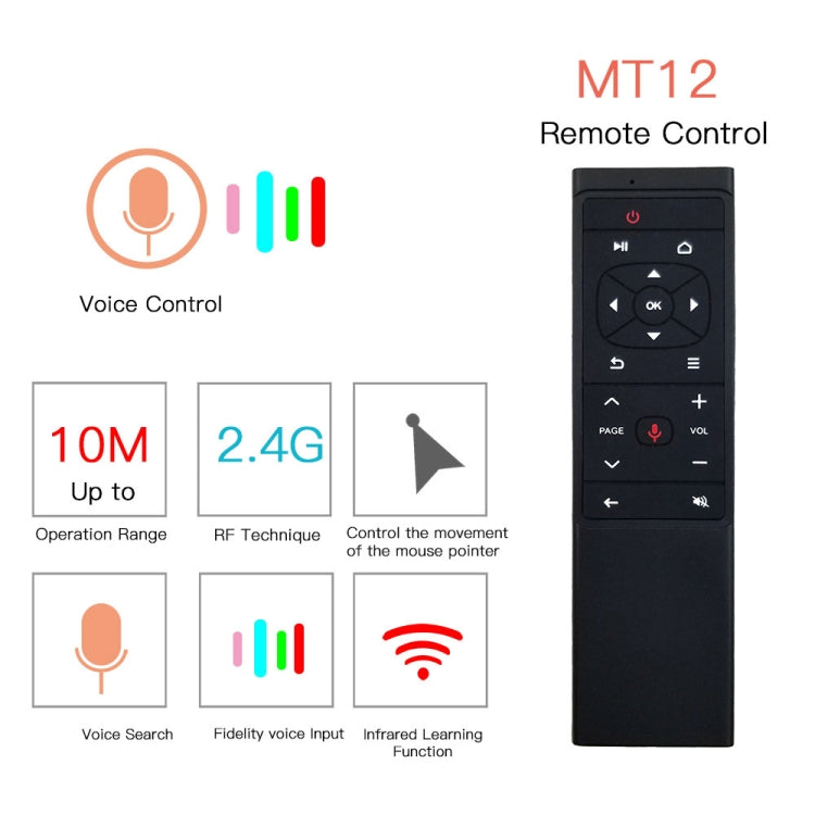MT12 2.4G Air Mouse Remote Control with Fidelity Voice Input & IR Learning for PC & Android TV Box & Laptop & Projector - free shipping - PMC Jewellery - Order now!