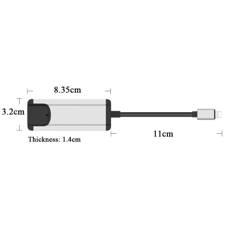 Onten 75002 8PIN to RJ45 Hub USB 2.0 Adapter(Silver) - USB 2.0 HUB by Onten | Online Shopping South Africa | PMC Jewellery | Buy Now Pay Later Mobicred