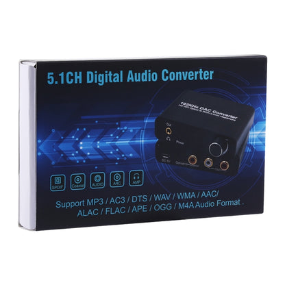 192KHz DAC Converter HD HIFI Optical to RCA+3.5mm Headphone 5.1 Channel Digital Audio Converter with Volume Control - Audio Signal Switcher by PMC Jewellery | Online Shopping South Africa | PMC Jewellery | Buy Now Pay Later Mobicred