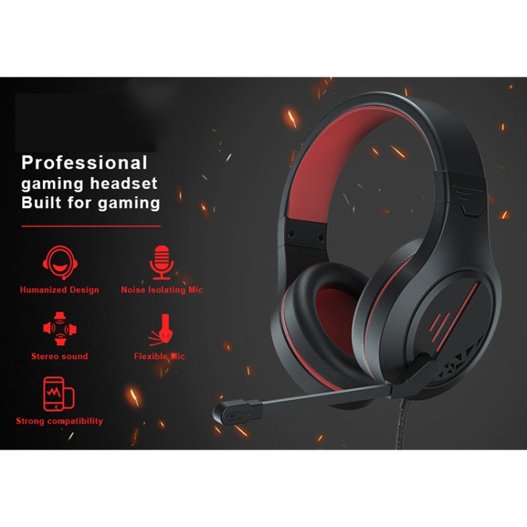 SADES MH601 3.5mm Plug Wire-controlled Noise Reduction E-sports Gaming Headset with Retractable Microphone, Cable Length: 2.2m(Black Red) - Multimedia Headset by SADES | Online Shopping South Africa | PMC Jewellery | Buy Now Pay Later Mobicred