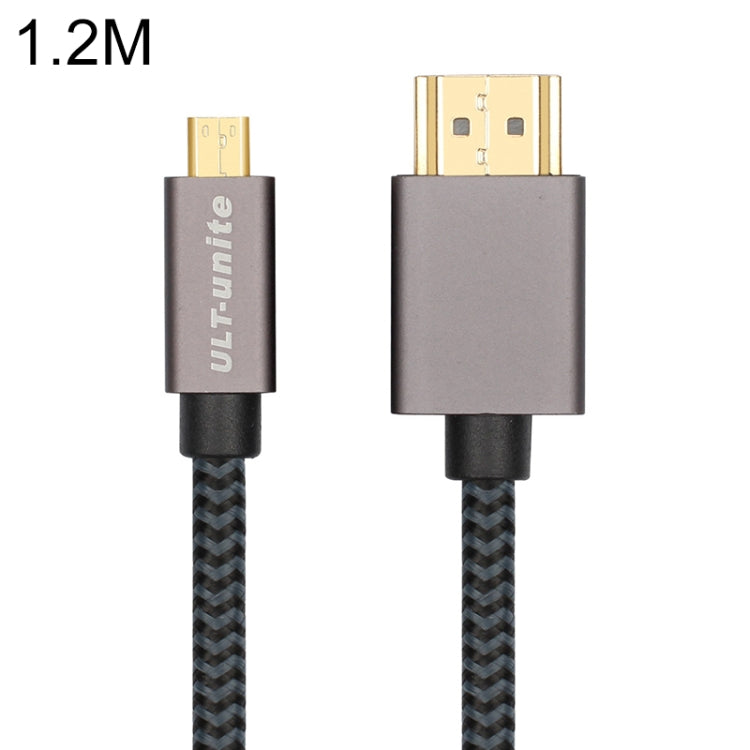 ULT-unite Gold-plated Head HDMI Male to Micro HDMI Male Nylon Braided Cable, Cable Length: 1.2m (Black) - Cable by ult-unite | Online Shopping South Africa | PMC Jewellery | Buy Now Pay Later Mobicred