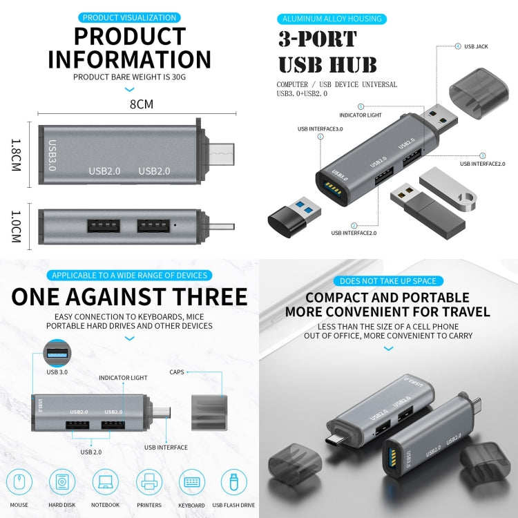 3 Ports USB 2.0 x 2 + USB 3.0 to USB 3.0 HUB Adapter - USB 3.0 by PMC TechLife | Online Shopping South Africa | PMC TechLife | Buy Now Pay Later Mobicred