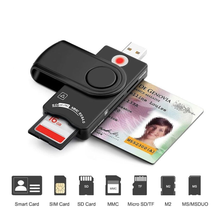 Rocketek SCR10 USB2.0 Smart Card / SD / TF / M2 / MS / SIM Card Reader - free shipping - PMC Jewellery - Order now!