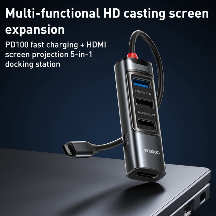 Yesido HB22 5 in 1 USB-C / Type-C Multifunction Docking Station HUB Adapter - USB HUB by Yesido | Online Shopping South Africa | PMC Jewellery | Buy Now Pay Later Mobicred