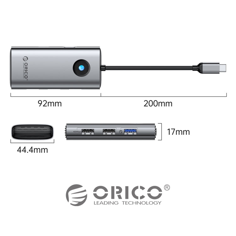 ORICO ORICO-PW11-6PCR R45 Type-C / USB-C 6-in-1 5Gbps Multifunction Docking Station (Silver) - USB HUB by ORICO | Online Shopping South Africa | PMC Jewellery | Buy Now Pay Later Mobicred