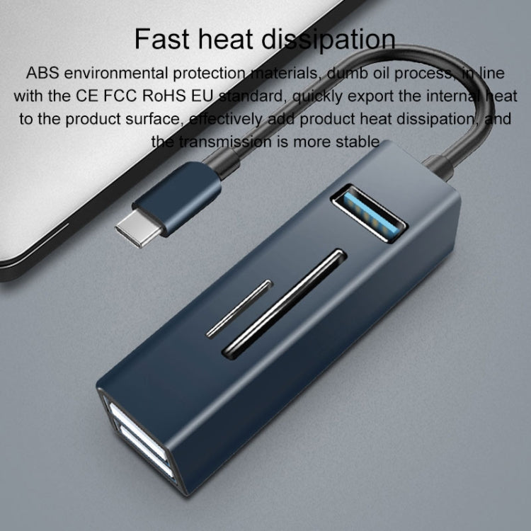 15101 5 in 1 USB3.0 to 3 x USB + SD / TF Card Reader HUB Adapter (Blue) - USB 3.0 HUB by PMC TechLife | Online Shopping South Africa | PMC TechLife | Buy Now Pay Later Mobicred