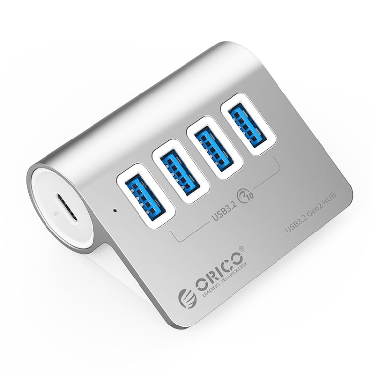 ORICO M3U4 Aluminum Alloy 4-Port USB 3.2 Gen1 10Gbps HUB (Silver) - USB 3.0 HUB by ORICO | Online Shopping South Africa | PMC Jewellery | Buy Now Pay Later Mobicred