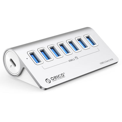 ORICO M3U7 Aluminum Alloy 7-Port USB 3.2 Gen1 5Gbps HUB with 1m Cable(Silver) - USB 3.0 HUB by ORICO | Online Shopping South Africa | PMC Jewellery | Buy Now Pay Later Mobicred