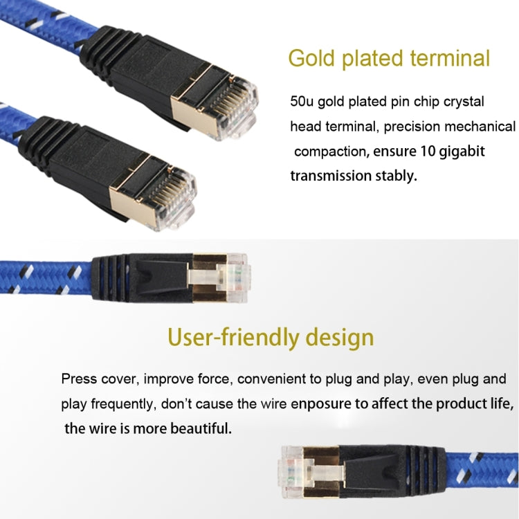 1m Gold Plated CAT-7 10 Gigabit Ethernet Ultra Flat Patch Cable for Modem Router LAN Network, Built with Shielded RJ45 Connector - Lan Cable and Tools by PMC Jewellery | Online Shopping South Africa | PMC Jewellery