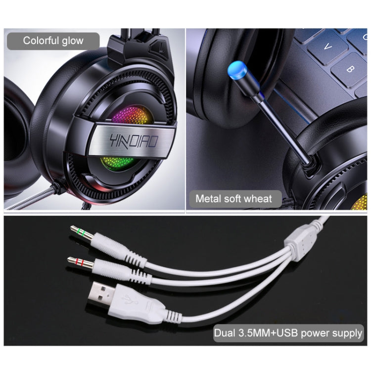 YINDIAO Q3 USB Wired E-sports Gaming Headset with Mic & RGB Light, Cable Length: 1.67m (White) - Multimedia Headset by YINDIAO | Online Shopping South Africa | PMC Jewellery | Buy Now Pay Later Mobicred