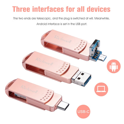 Richwell 3 in 1 16G Type-C + Micro USB + USB 3.0 Metal Flash Disk with OTG Function(Silver) - U Disk & Card Reader by Richwell | Online Shopping South Africa | PMC Jewellery | Buy Now Pay Later Mobicred