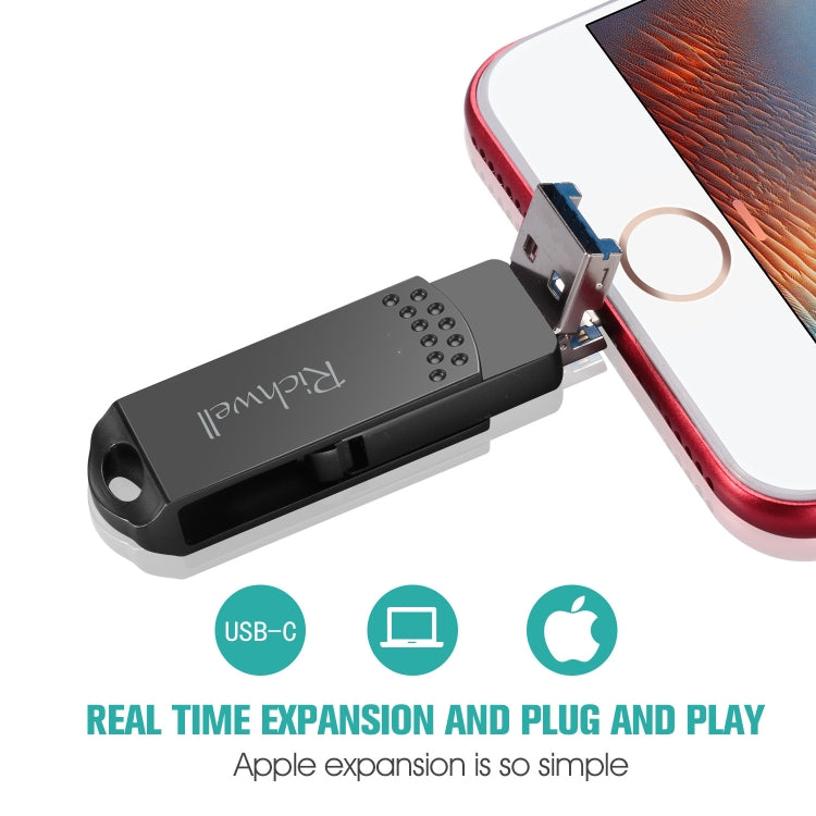 Richwell 32G Type-C + 8 Pin + USB 3.0 Metal Flash Disk with OTG Function(Silver) - free shipping - PMC Jewellery - Order now!