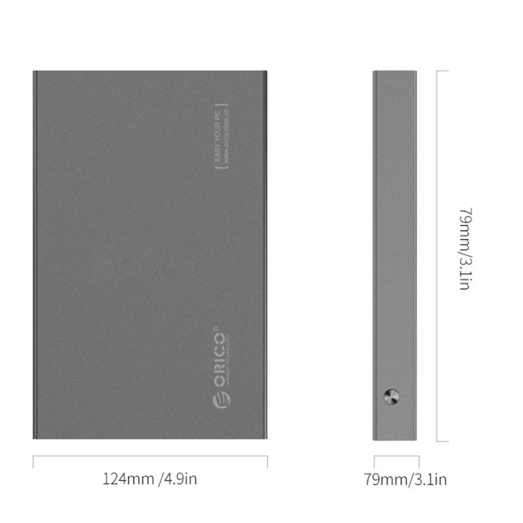 ORICO 2518S3 USB3.0 External Hard Disk Box Storage Case for 7mm & 9.5mm 2.5 inch SATA HDD / SSD (Grey) - HDD Enclosure by ORICO | Online Shopping South Africa | PMC Jewellery | Buy Now Pay Later Mobicred