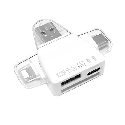 7 in 1 Card Reader USB + Type-C + 8 Pin + TF Card + SD Card + Earphone Adapter (White) -  by PMC Jewellery | Online Shopping South Africa | PMC Jewellery | Buy Now Pay Later Mobicred