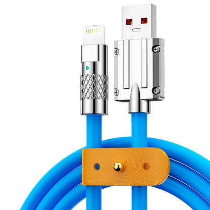 Mech Series 6A 120W USB to 8 Pin Metal Plug Silicone Fast Charging Data Cable, Length: 1.2m(Blue) - Normal Style Cable by PMC Jewellery | Online Shopping South Africa | PMC Jewellery | Buy Now Pay Later Mobicred