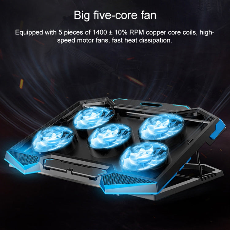dual USB Ports Five-core Radiator Notebook Computer  Holder (Blue) - Laptop Stand by PMC Jewellery | Online Shopping South Africa | PMC Jewellery | Buy Now Pay Later Mobicred