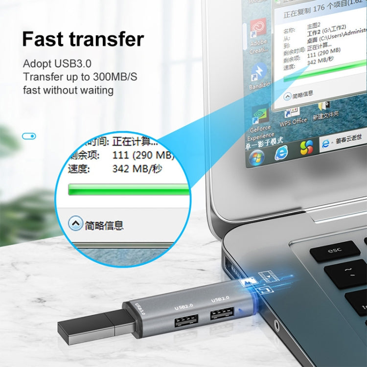 ADS-302C 3 In 1 Multi-function Type-C / USB-C HUB Docking Station (Silver Grey) - USB HUB by PMC TechLife | Online Shopping South Africa | PMC TechLife | Buy Now Pay Later Mobicred