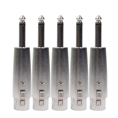 5 PCS LZ1167 6.35mm Single Track Male Head to XRL Female Audio Adapter Plug (Silver) - Microphone Audio Cable & Connector by PMC Jewellery | Online Shopping South Africa | PMC Jewellery | Buy Now Pay Later Mobicred