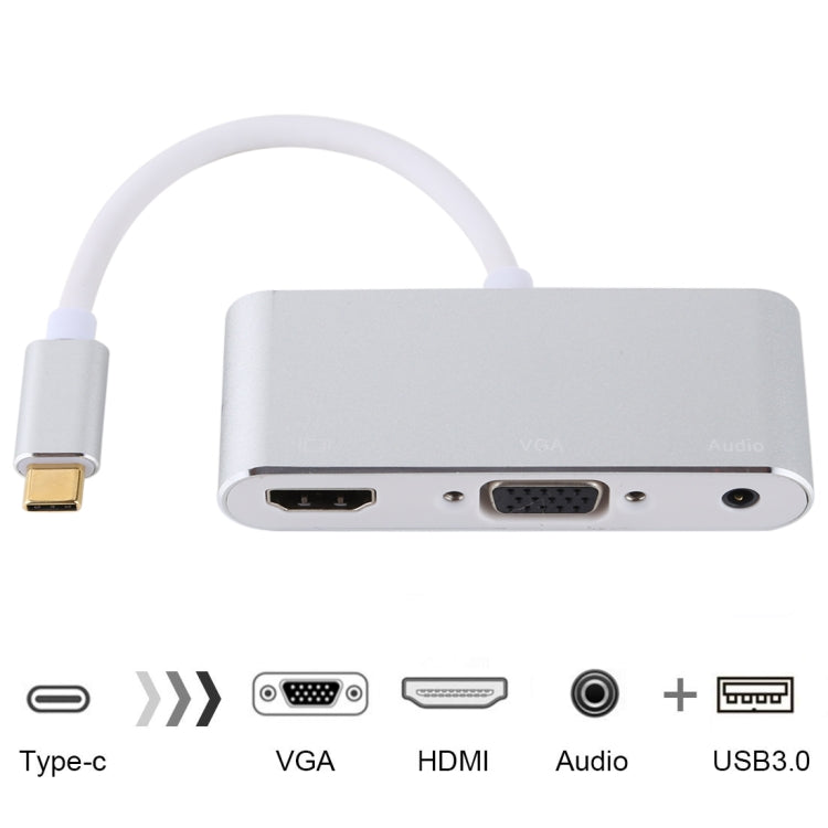 USB 2.0 + Audio Port + VGA + HDMI to USB-C / Type-C HUB Adapter (Silver) - USB HUB by PMC Jewellery | Online Shopping South Africa | PMC Jewellery | Buy Now Pay Later Mobicred